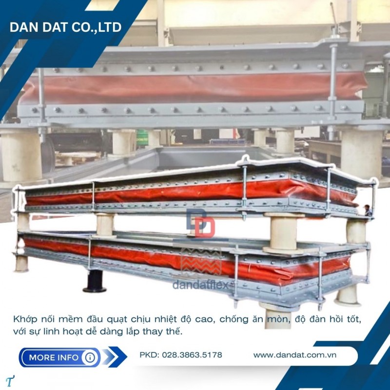 Khớp nối mềm bằng vải, khớp chống rung ống gió, khớp nối mềm - cổ bạt mềm ống gió vuông