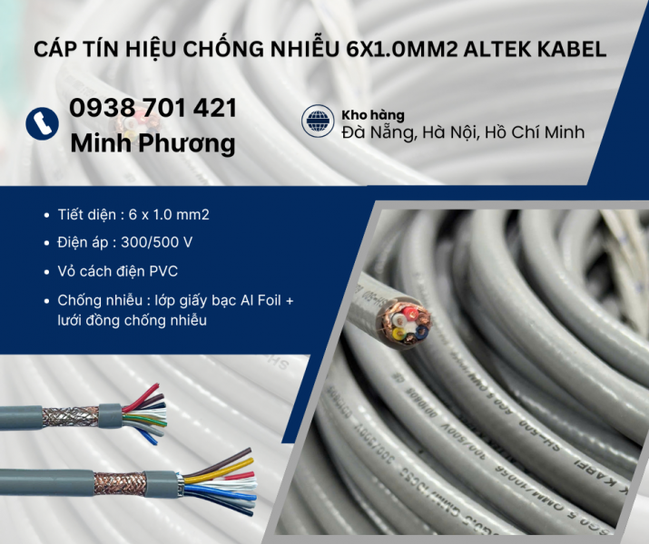 Cáp tín hiệu chống nhiễu 6x1.0mm2 Altek Kabel Đà Nẵng, Hà Tĩnh, Quảng Bình