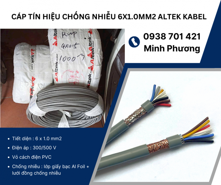 Cáp tín hiệu chống nhiễu 6x1.0mm2 Altek Kabel Đà Nẵng, Hà Tĩnh, Quảng Bình