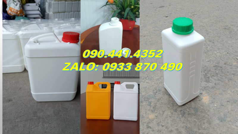 Can nhựa 5 lít đựng bảng nguyên liệu hóa học, bình nhựa 2 lít đựng gel