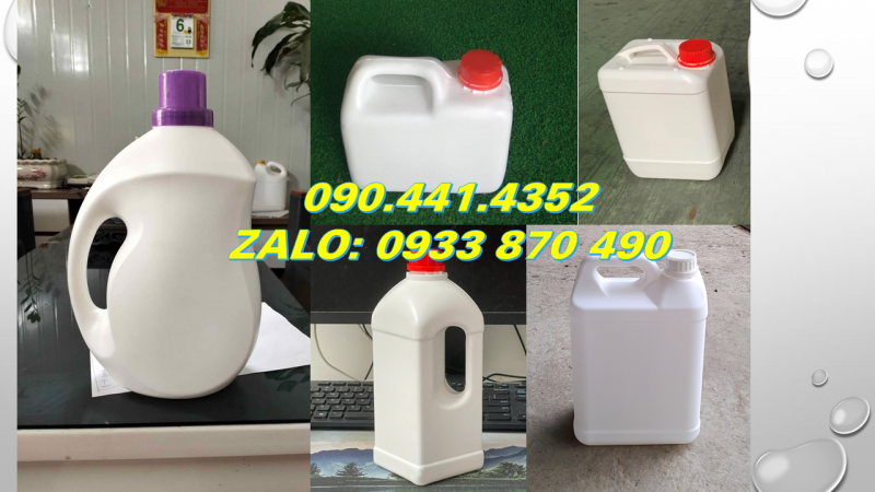 Can nhựa 5 lít đựng bảng nguyên liệu hóa học, bình nhựa 2 lít đựng gel