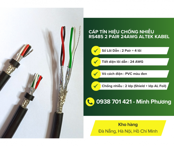 Cáp tín hiệu chống nhiễu rs485 2 pair 24awg Hà Nội, Quảng Trị, Hồ Chí Minh