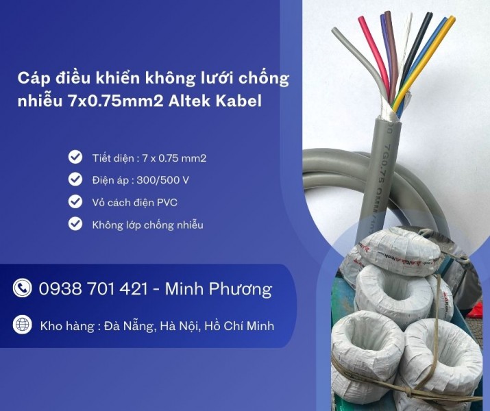 Cáp tín hiệu không lưới Altek Kabel 7x0.75mm2 kho tại Đà Nẵng, Hà Nội, Hồ Chí Minh