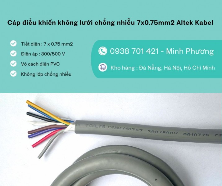 Cáp tín hiệu không lưới Altek Kabel 7x0.75mm2 kho tại Đà Nẵng, Hà Nội, Hồ Chí Minh
