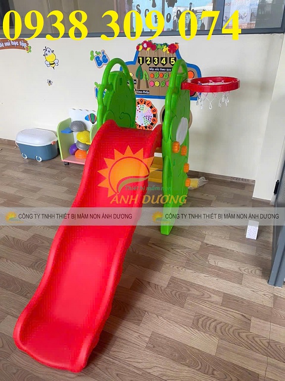 Cầu trượt xích đu con gấu giá rẻ, cầu trượt đơn con gấu