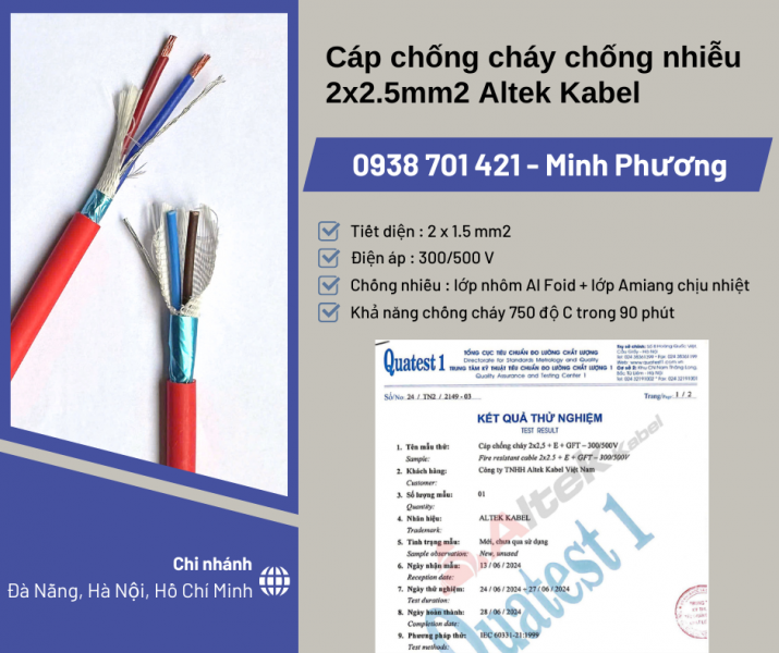 Cáp chống cháy chống nhiễu 2x2.5mm2 Altek Kabel – Giá tốt cho công trình điện