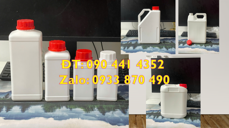 Can 1 lít tròn đựng tá dược, can nhựa 2 lít đựng hóa chất xét nghiệm 