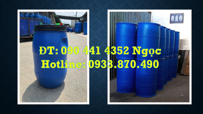 Thùng phuy nhựa 60 lít đựng nhớt trong gara, thùng phuy nhựa 50 lít đựng nước rửa xe máy 