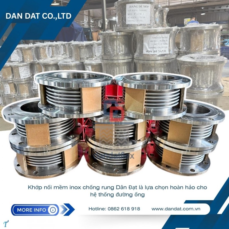 Khớp nối mềm inox, khớp nối mềm nối bích, khớp nối inox công nghiệp