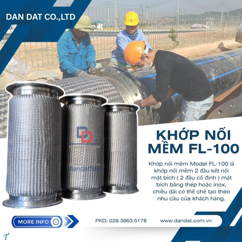 Khớp nối mềm inox, khớp nối mềm nối bích, khớp nối inox công nghiệp