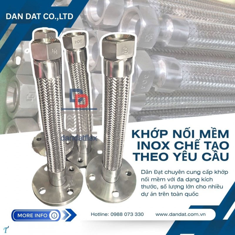 Khớp nối mềm nối ren, khớp nối ren công nghiệp, khớp nối mềm inox lắp ren