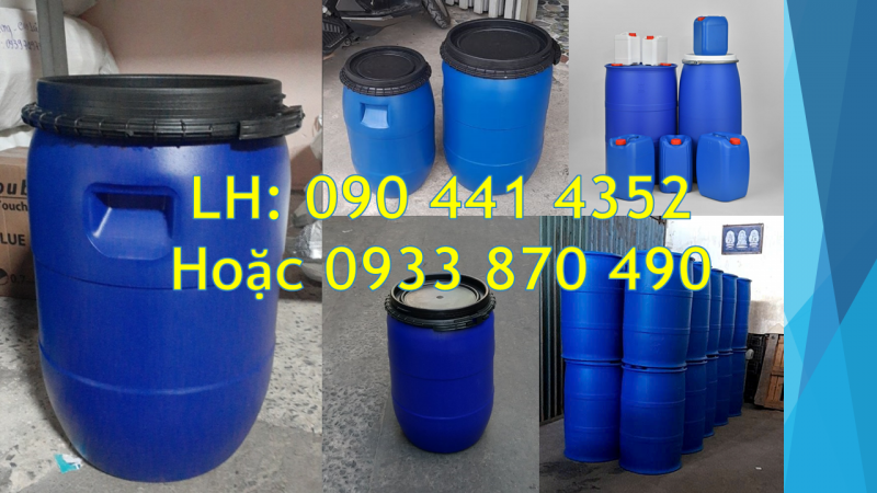 Vỏ thùng phuy nhựa 220L làm bè, thùng phuy nhựa cũ đựng hóa chất tiết kiệm 