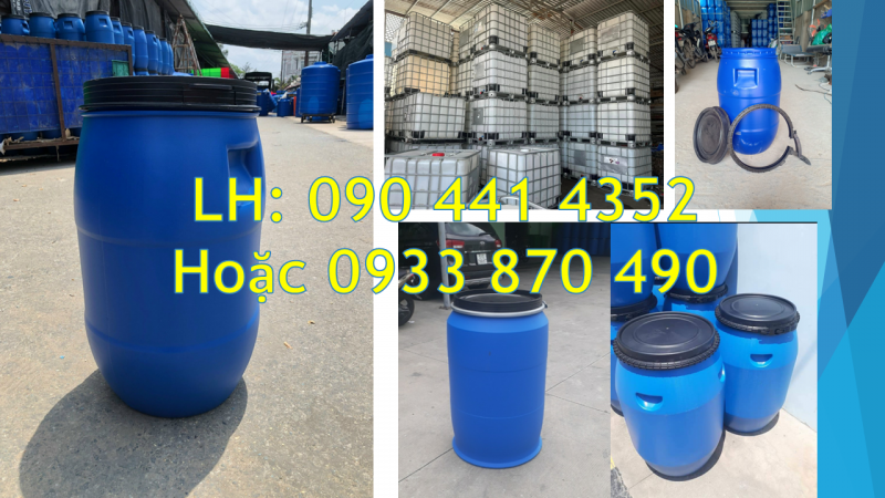 Vỏ thùng phuy nhựa 220L làm bè, thùng phuy nhựa cũ đựng hóa chất tiết kiệm 