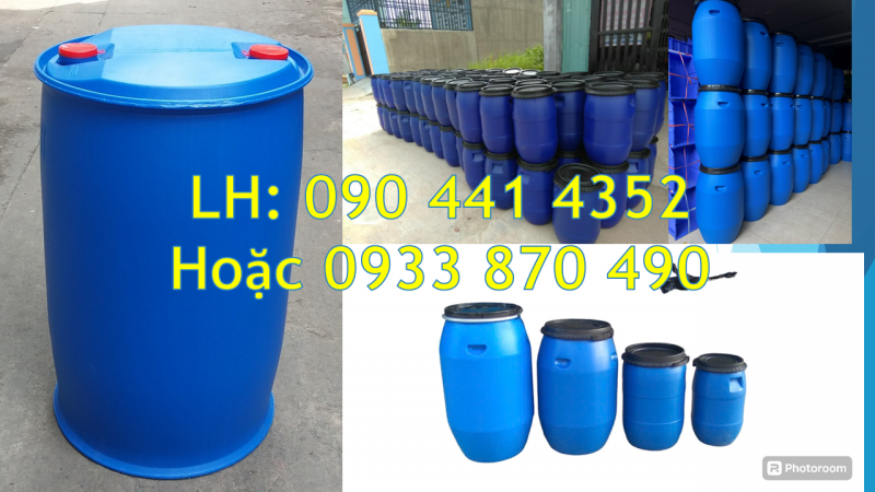Vỏ thùng phuy nhựa 220L làm bè, thùng phuy nhựa cũ đựng hóa chất tiết kiệm 