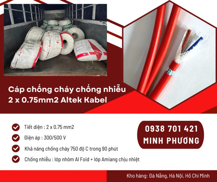 Cáp chống cháy chống nhiễu 2x0.75mm² – Giải pháp an toàn cho hệ thống tín hiệu