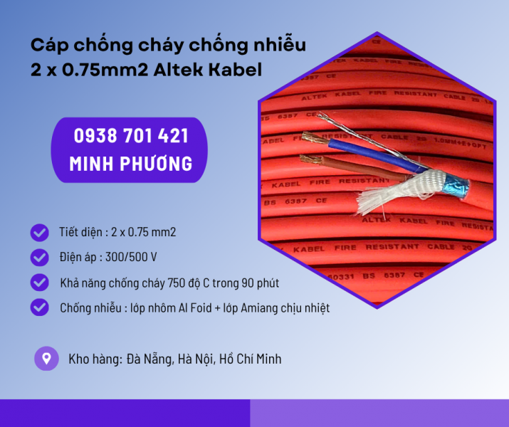 Cáp chống cháy chống nhiễu 2x0.75mm² – Giải pháp an toàn cho hệ thống tín hiệu
