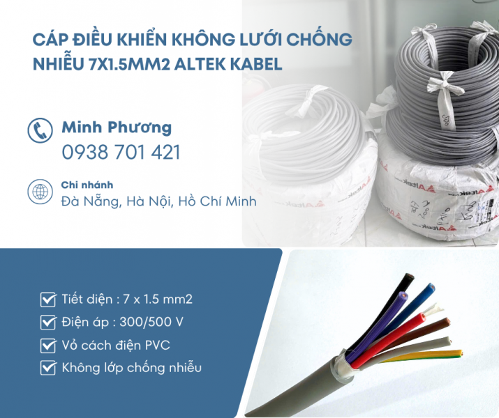 Cáp tín hiệu không chống nhiễu 7x1.5mm2 Altek Kabel phân phối Huế, Nghệ An