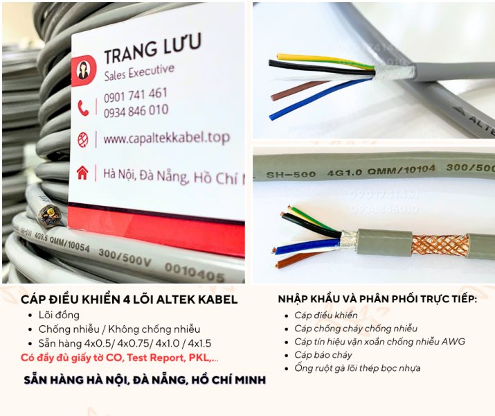  Cáp điều khiển 4 lõi chống nhiễu/ không chống nhiễu - Altek Kabel