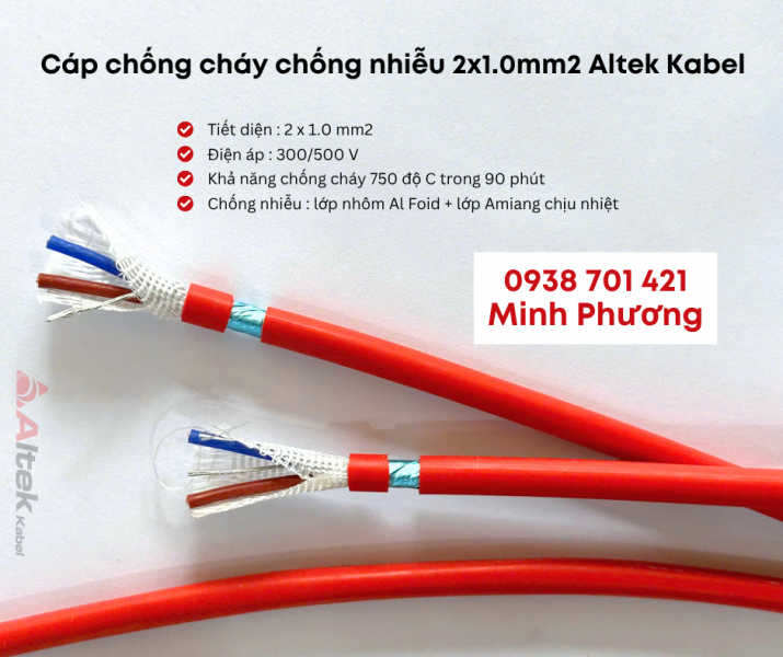 Cáp chống cháy chống nhiễu 2x1.0mm2 Altek Kabel giao Đà Nẵng, Quảng Nam, Huế