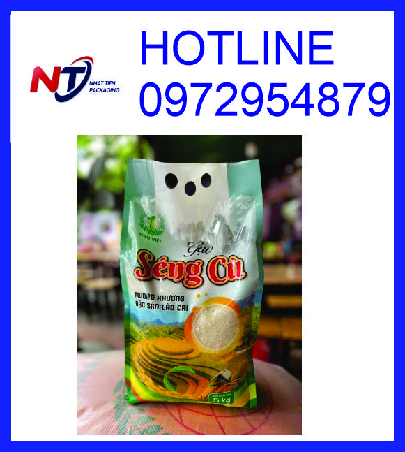 Sản xuất bao bì gạo 5kg hút chân không PA/PE