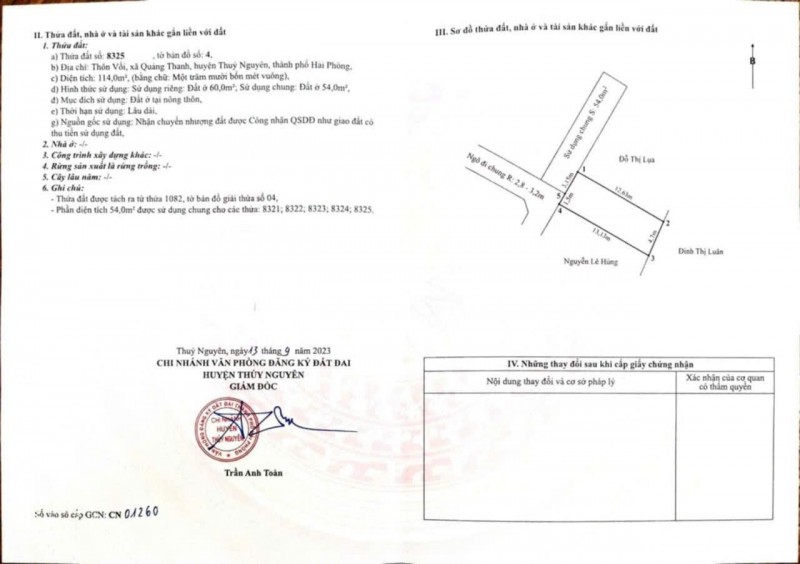 ĐẤT ĐẸP– GIÁ TỐT  –CHÍNH CHỦ CẦN BÁN NHANH LÔ ĐẤT TIỀM NĂNG TẠI huyện Thủy Nguyên, TP Hải Phòng