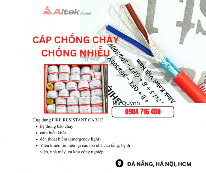Cáp Chống Cháy,Báo Cháy 2x0.75, 2x1.0, 2x1.5, 2x2.5 Altek Kabel