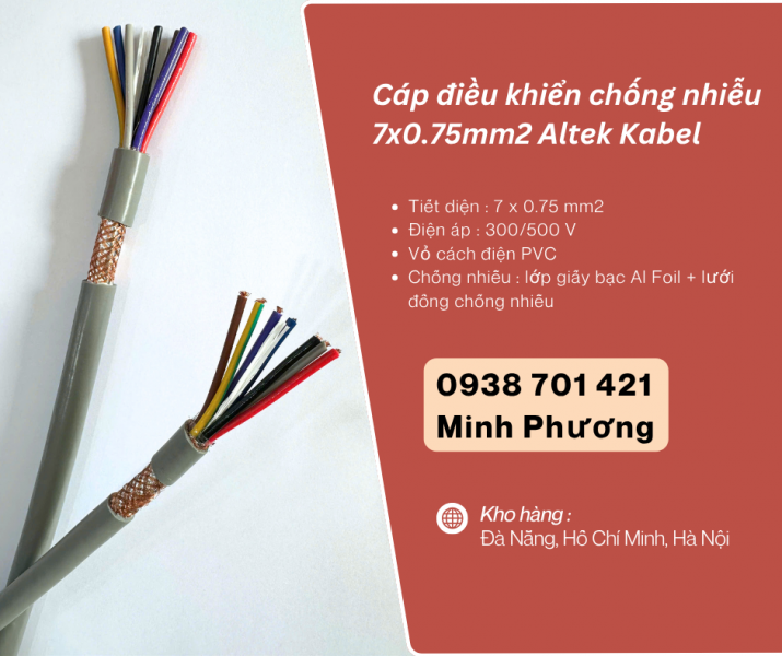 Cáp điều khiển chống nhiễu 7x0.75mm² Altek Kabel - Ứng dụng & báo giá mới nhất