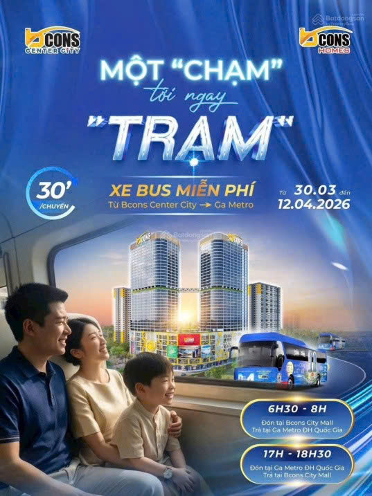 CHỈ 150TR SỞ HỮU CĂN HỘ 2PN Bcons Center City, Đường Thống Nhất, P.Đông Hòa, TP.Dĩ An, Bình Dương