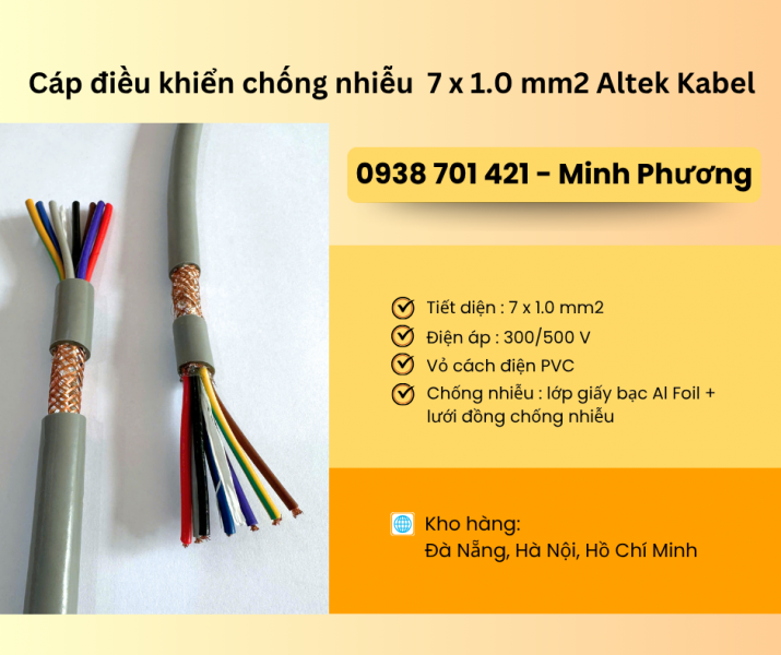 Cáp điều khiển có lưới chống nhiễu 7x1.0mm2 giao ngay Hồ Chí Minh, Bình Dương