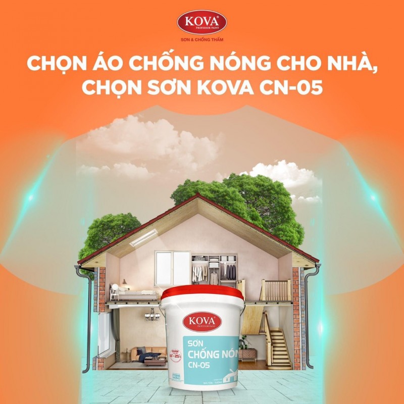 Tổng nhà phân phối Sơn chống nóng đa năng KOVA CN-05 cho tường, mái tôn  chính hãng giá rẻ tại HCM