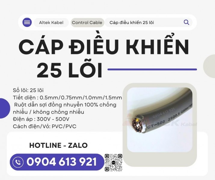 Cáp điều khiển 25x0.5/25x0.75/25x1.0/25x1.5 Altek Kabel - nhập khẩu trực tiếp