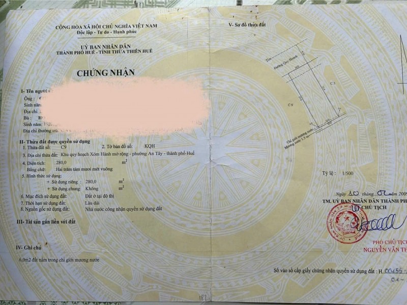 BÁN ĐẤT MẶT TIỀN TRẦN ĐẠI NGHĨA – KQH XÓM HÀNH – 280M² (NGANG 10M) – GIÁ 22 TR/M²