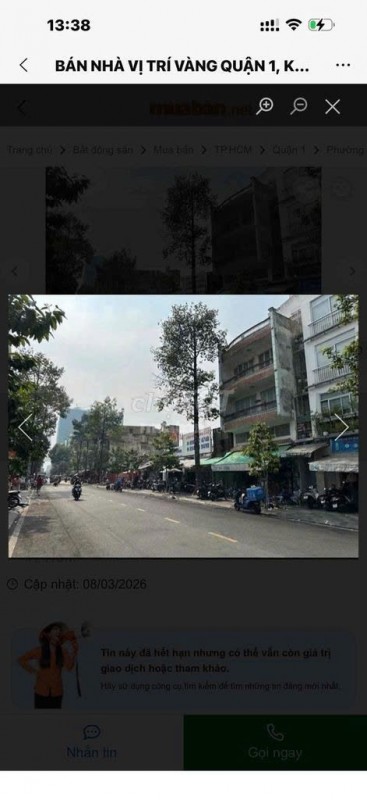 GIÁ TỐT: BÁN NHÀ DT 33M2, CĂN GÓC 2 MẶT TIỀN – SỐ 75A KÝ CON, P.BẾN THÀNH, Q.1, HCM