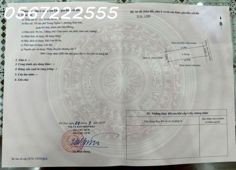 Bán đất Tuyến 2 Trung Nghĩa, Đồ Sơn diện tích rộng 96,5m2 - ZALO 0567 222 555