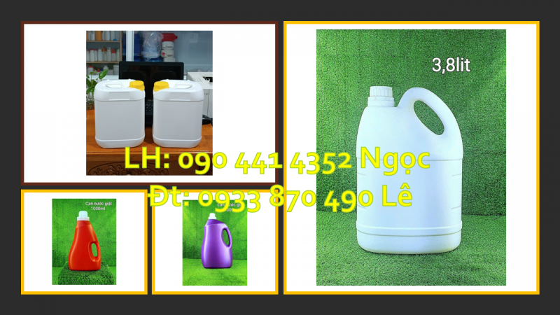 Can nhựa 500ml đựng nước lau sàn, can 1 lít màu xanh lá đựng nước rửa chén 