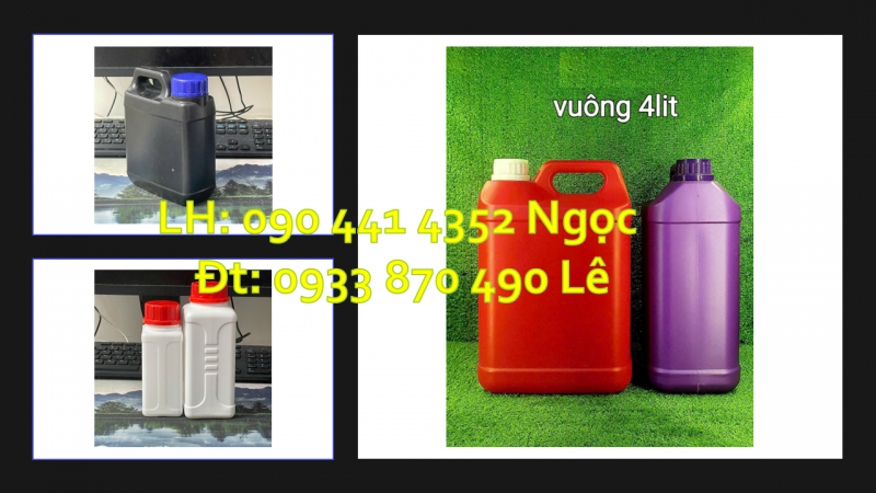 Can nhựa 500ml đựng nước lau sàn, can 1 lít màu xanh lá đựng nước rửa chén 