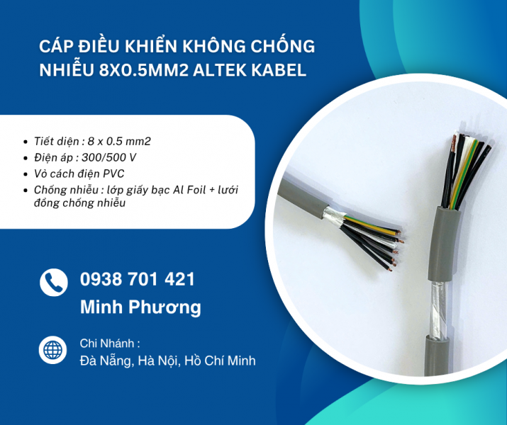 Cáp điều khiển không chống nhiễu 8x0.5mm² – Giá tốt, chất lượng ổn định cho hệ thống công nghiệp