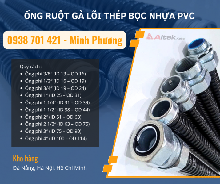 Ống Ruột Gà Lõi Thép Bọc Nhựa PVC Giá Tốt – Bền, Dẻo, Chống Nước Đà Nẵng