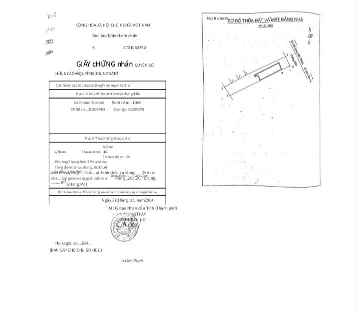 Ngân hàng BIDV thanh lý tài sản tại khu phố 6, phường Trấn Biên, Biên Hòa, Đồng Nai