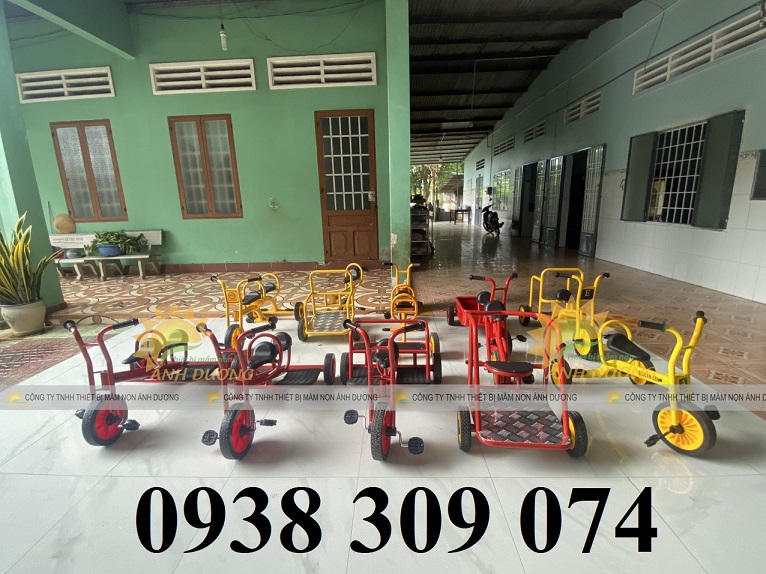 Xe đạp đôi 3 bánh mầm non, xe đạp xích lô trẻ em 3 bánh