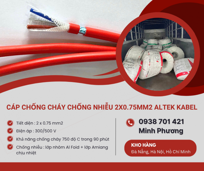 Cáp chống cháy chống nhiễu 2x0.75mm² Altek Kabel - Báo giá, ứng dụng mới nhất 2026
