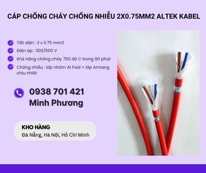 Cáp chống cháy chống nhiễu 2x0.75mm² Altek Kabel - Báo giá, ứng dụng mới nhất 2026