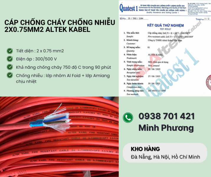 Cáp chống cháy chống nhiễu 2x0.75mm² Altek Kabel - Báo giá, ứng dụng mới nhất 2026