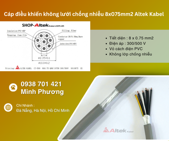 Cáp điều khiển không chống nhiễu 8x0.75mm² – Lựa chọn tối ưu cho hệ thống điều khiển