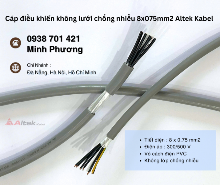 Cáp điều khiển không chống nhiễu 8x0.75mm² – Lựa chọn tối ưu cho hệ thống điều khiển