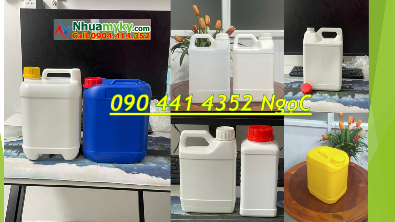 Can nhựa 1 lít vuông đựng axit, vỏ can nhựa 500ml đựng nhớt xe máy 