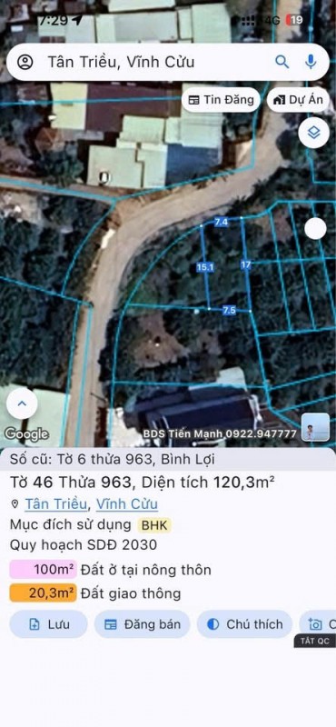 CHÍNH CHỦ Bán hai lô đất măt tiền đường Bến Đôi, Đồng Nai - Giá 2 lô 2,3 tỷ có 100 thổ cư