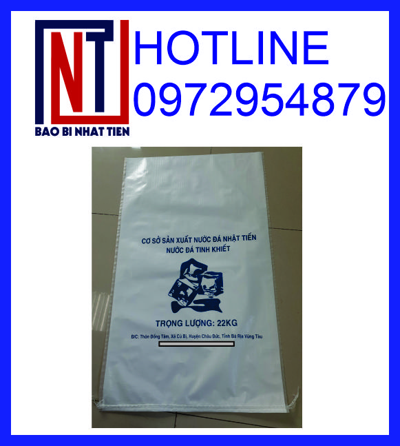 Bao PP trắng tráng keo đựng đá viên, đá bi