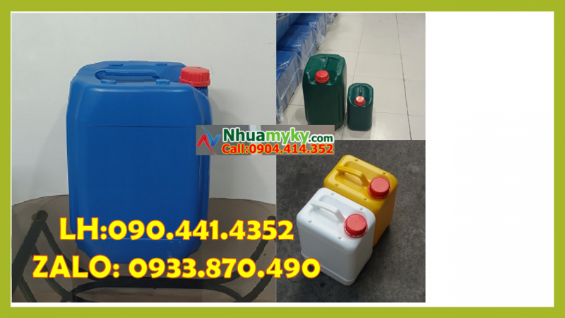 Chuyên sx can nhựa 10 lít vuông trắng, can nhựa 20 màu vàng, can 25 lít tròn đựng nhớt 