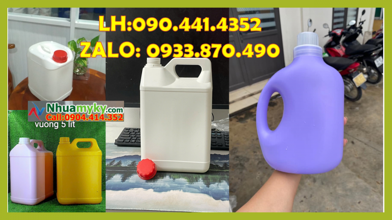 Can 5 lít vuông có mấy màu? Can nhựa 5 lít vuông, tìm can nhựa 5 lít tròn tại TPHCM 
